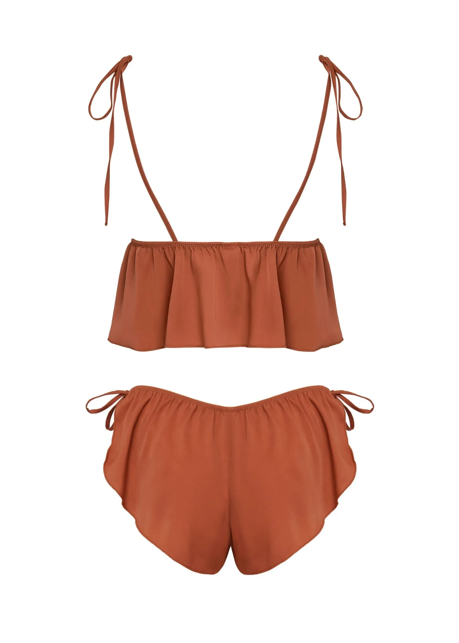 Nicole Luxury Satin Cami and Short Set (Baked Clay)