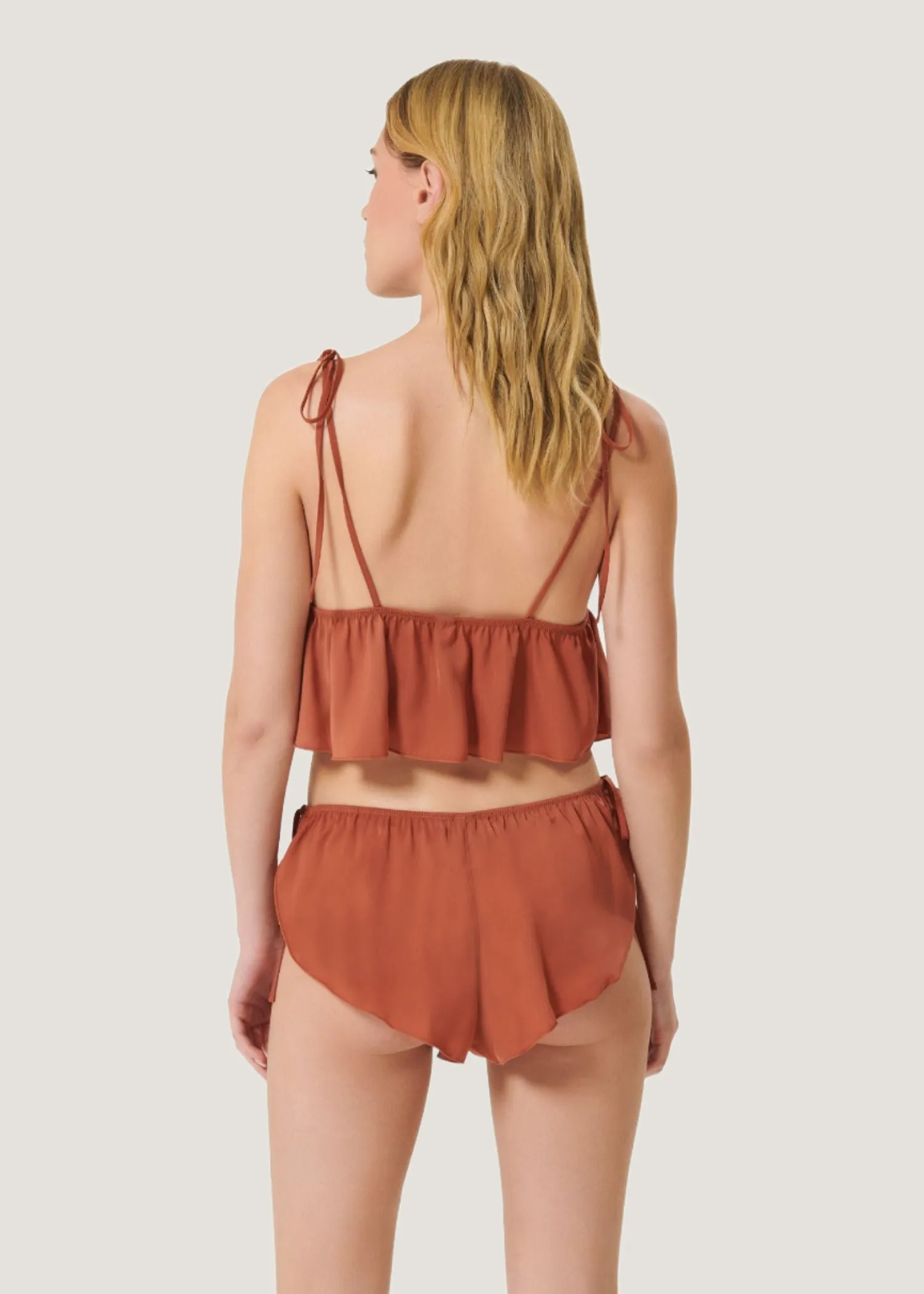 Nicole Luxury Satin Cami and Short Set (Baked Clay)