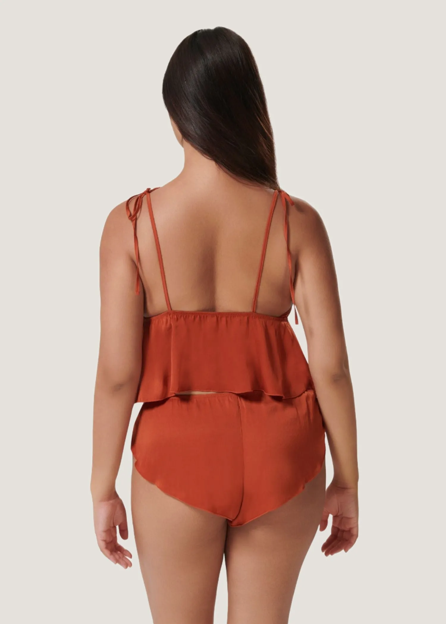 Nicole Luxury Satin Cami and Short Set (Baked Clay)