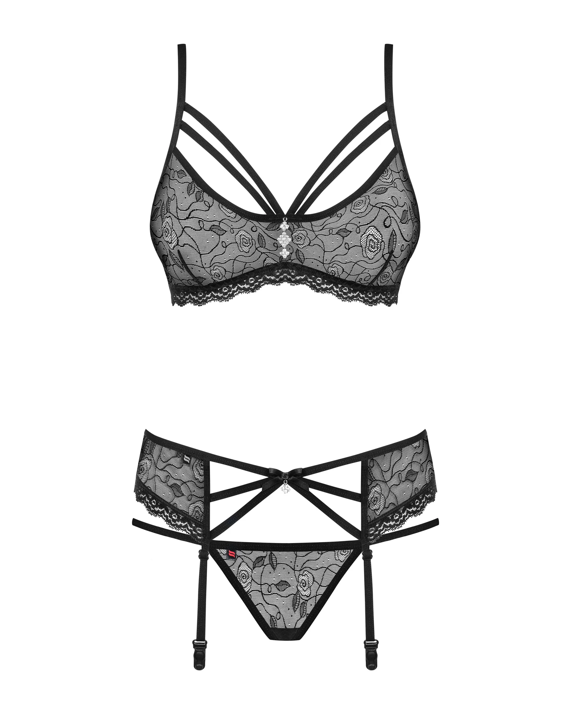 Obsessive Beverly Sheer Roses Lace Bra Set