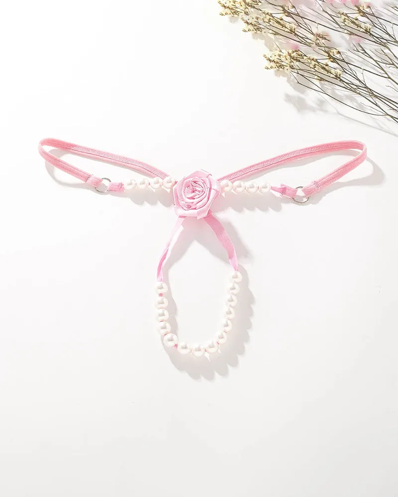 Pearl Rose See-Through  Thong Panties