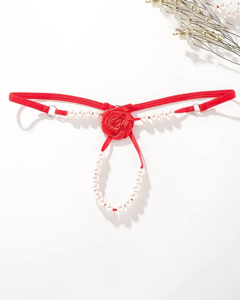 Pearl Rose See-Through  Thong Panties