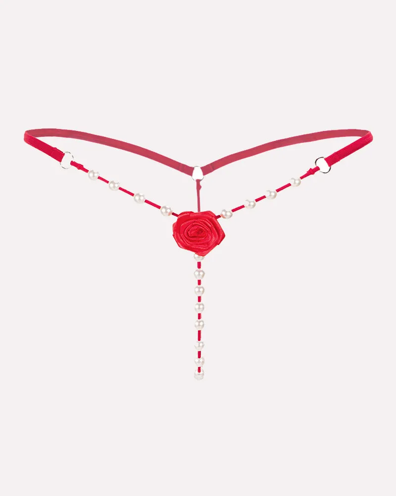 Pearl Rose See-Through  Thong Panties