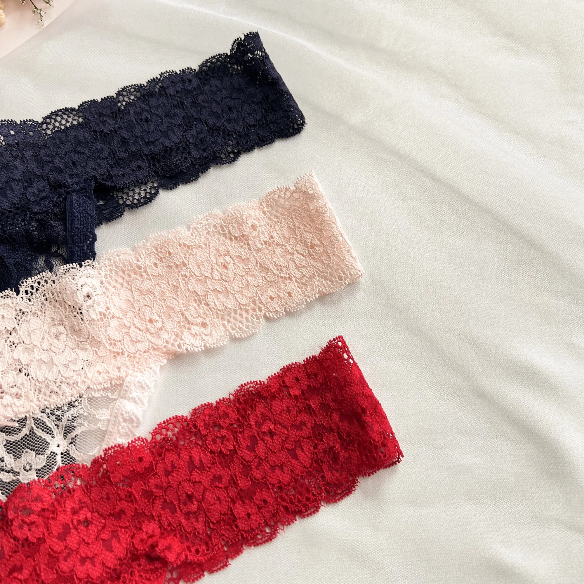 Pink Soft Lace Wide Waist Thong