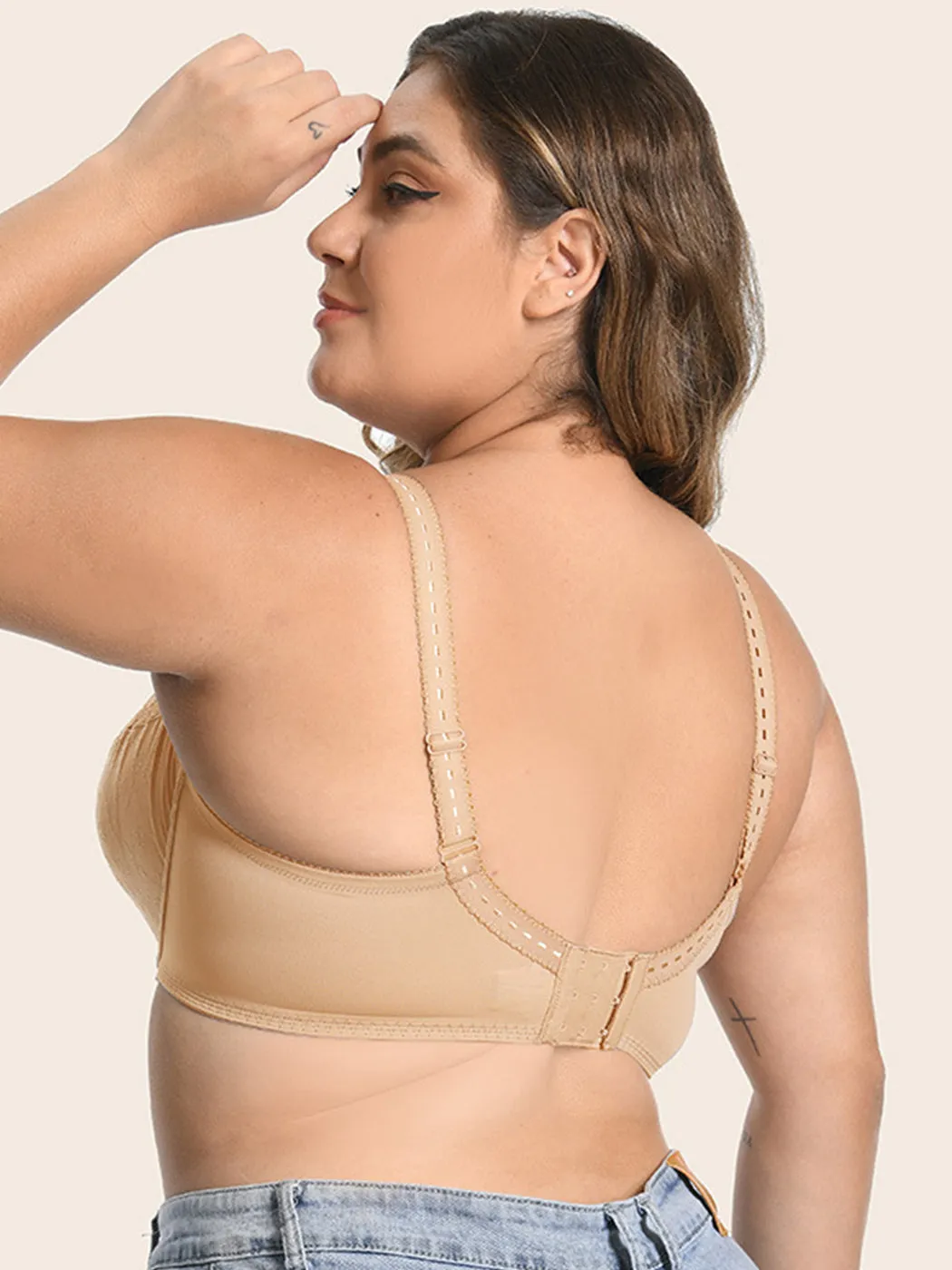 Plue Size Full Coverage Lace Push Up Bra with Underwire