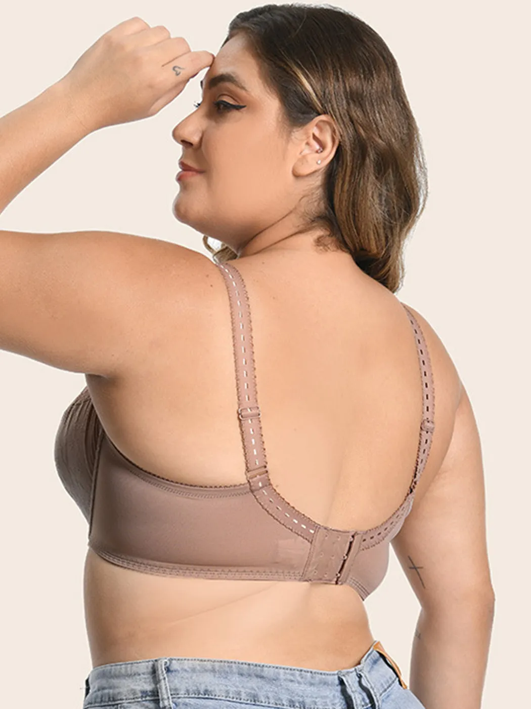 Plue Size Full Coverage Lace Push Up Bra with Underwire