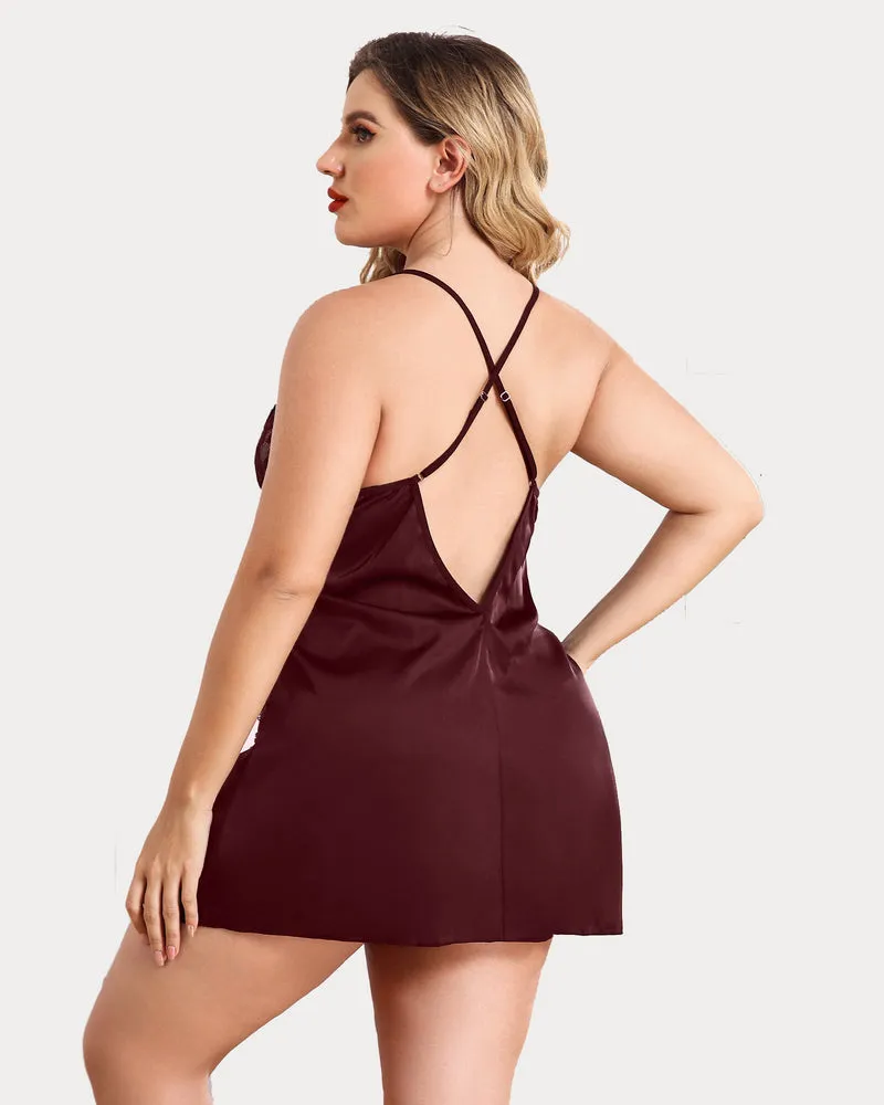 Plus Size Floral Satin Nightgown