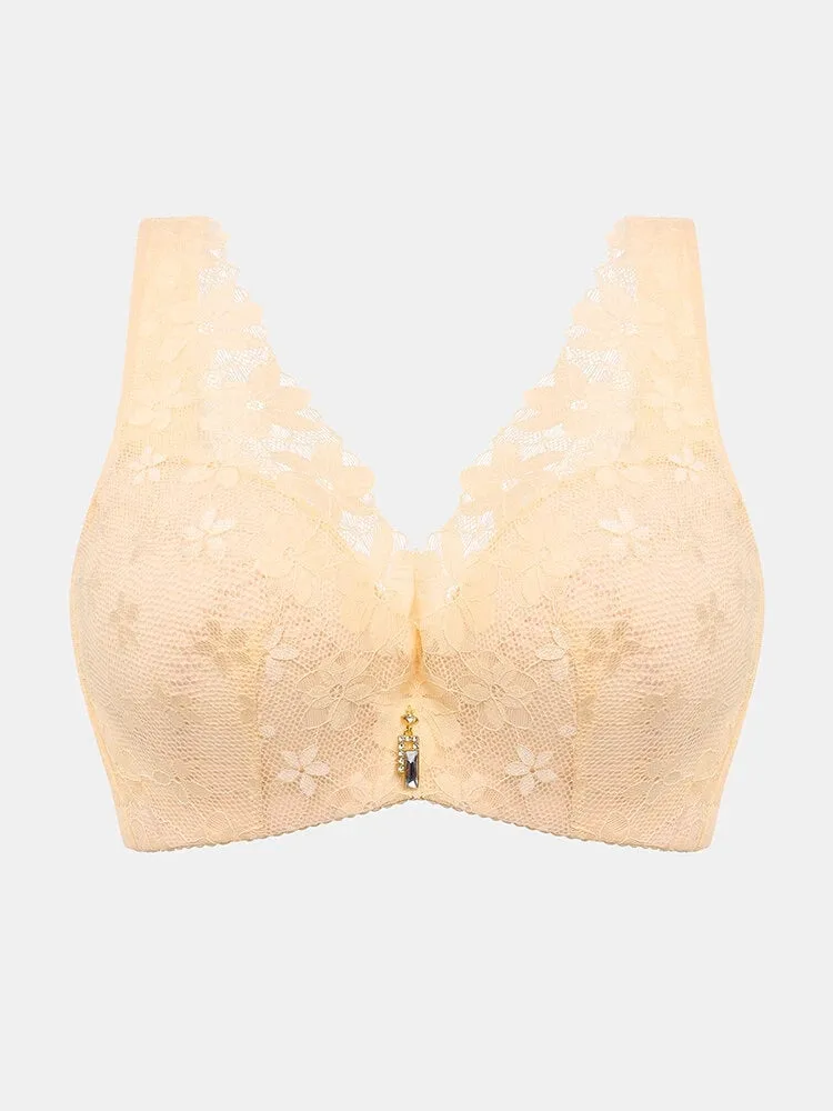 Push Up Lace Breathable Wide Shoulder Straps Bras