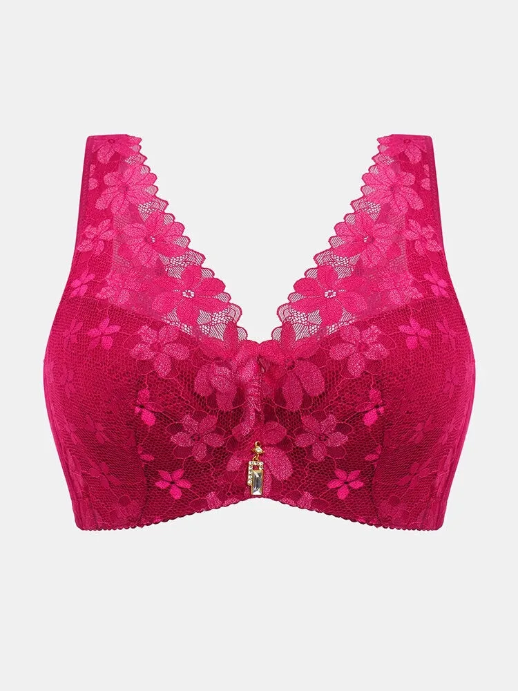 Push Up Lace Breathable Wide Shoulder Straps Bras