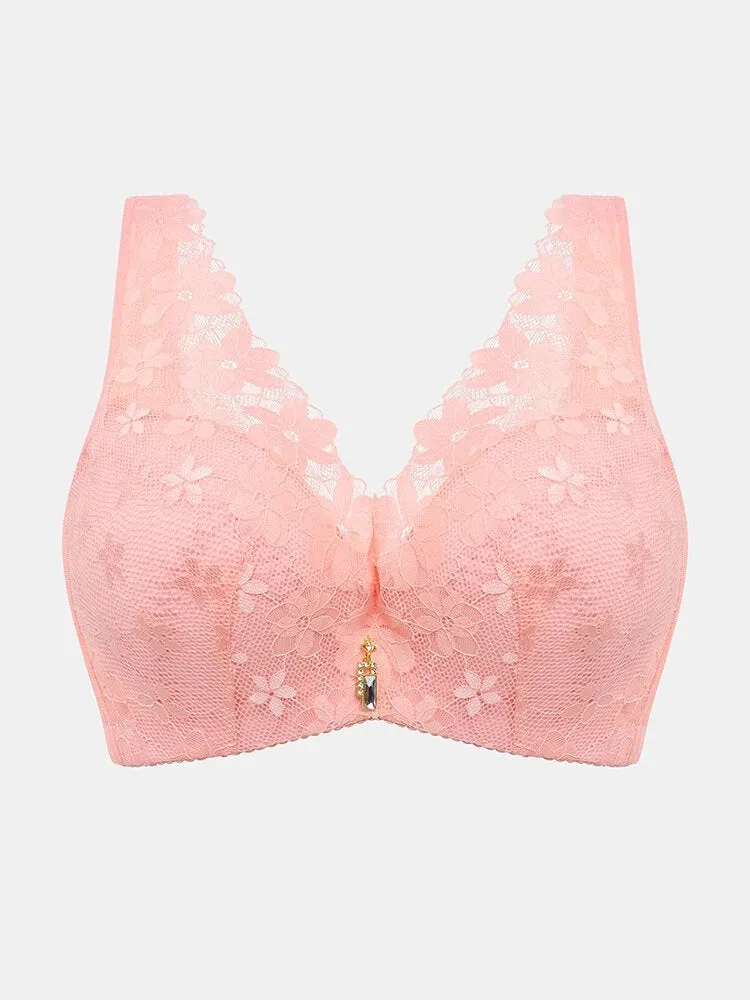 Push Up Lace Breathable Wide Shoulder Straps Bras