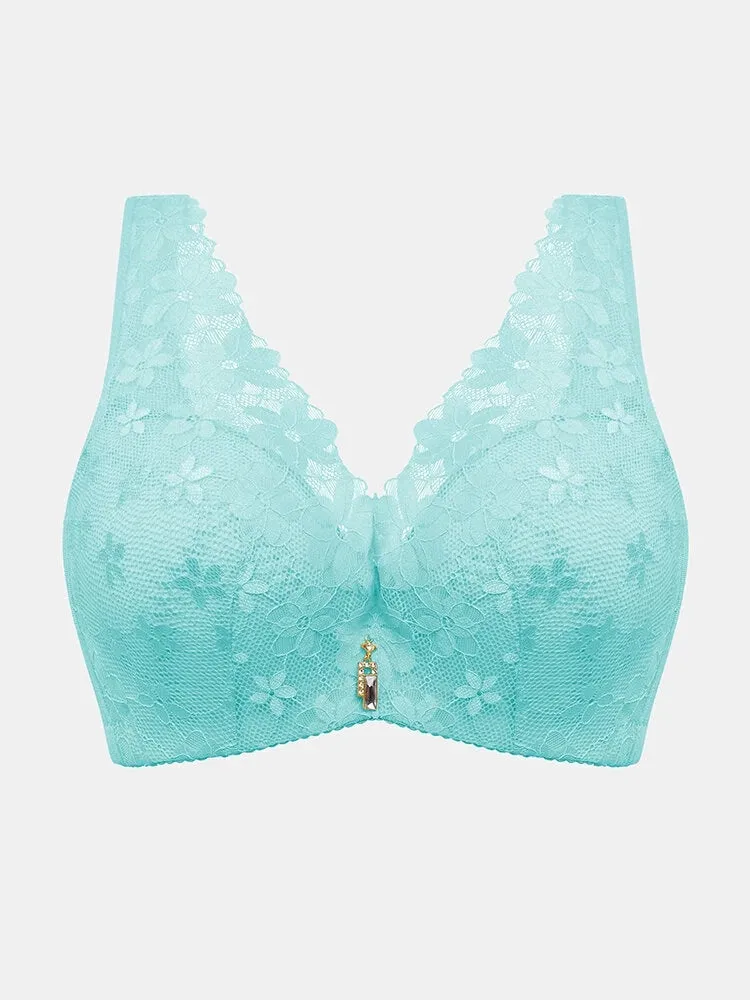 Push Up Lace Breathable Wide Shoulder Straps Bras