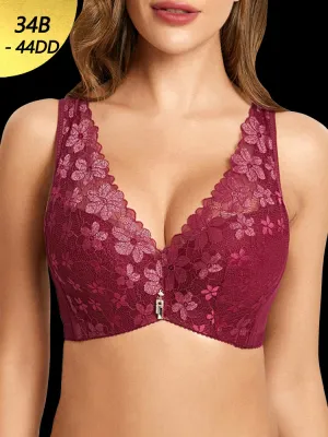 Push Up Lace Breathable Wide Shoulder Straps Bras