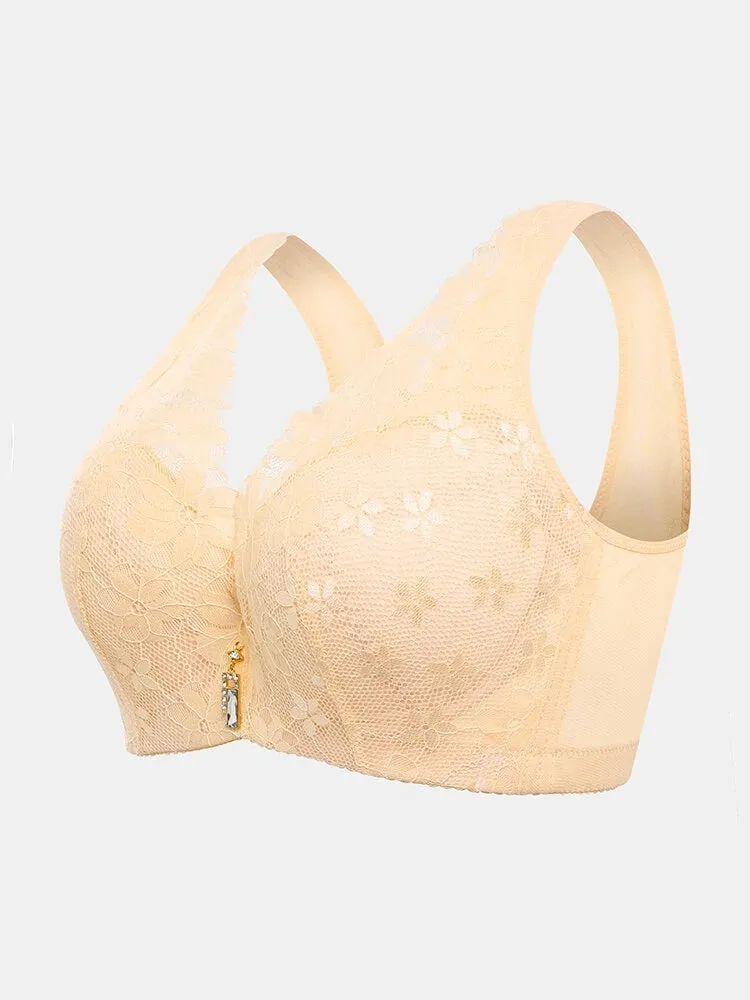 Push Up Lace Breathable Wide Shoulder Straps Bras