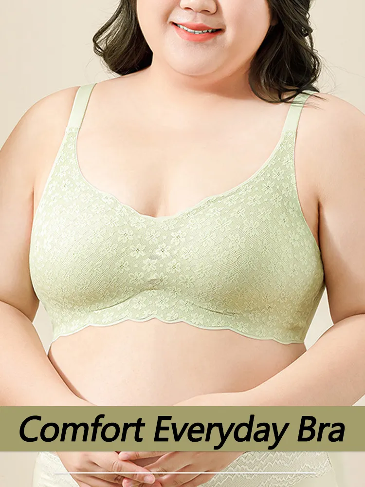 Romantic Floral Lace Side Support Wireless Bra