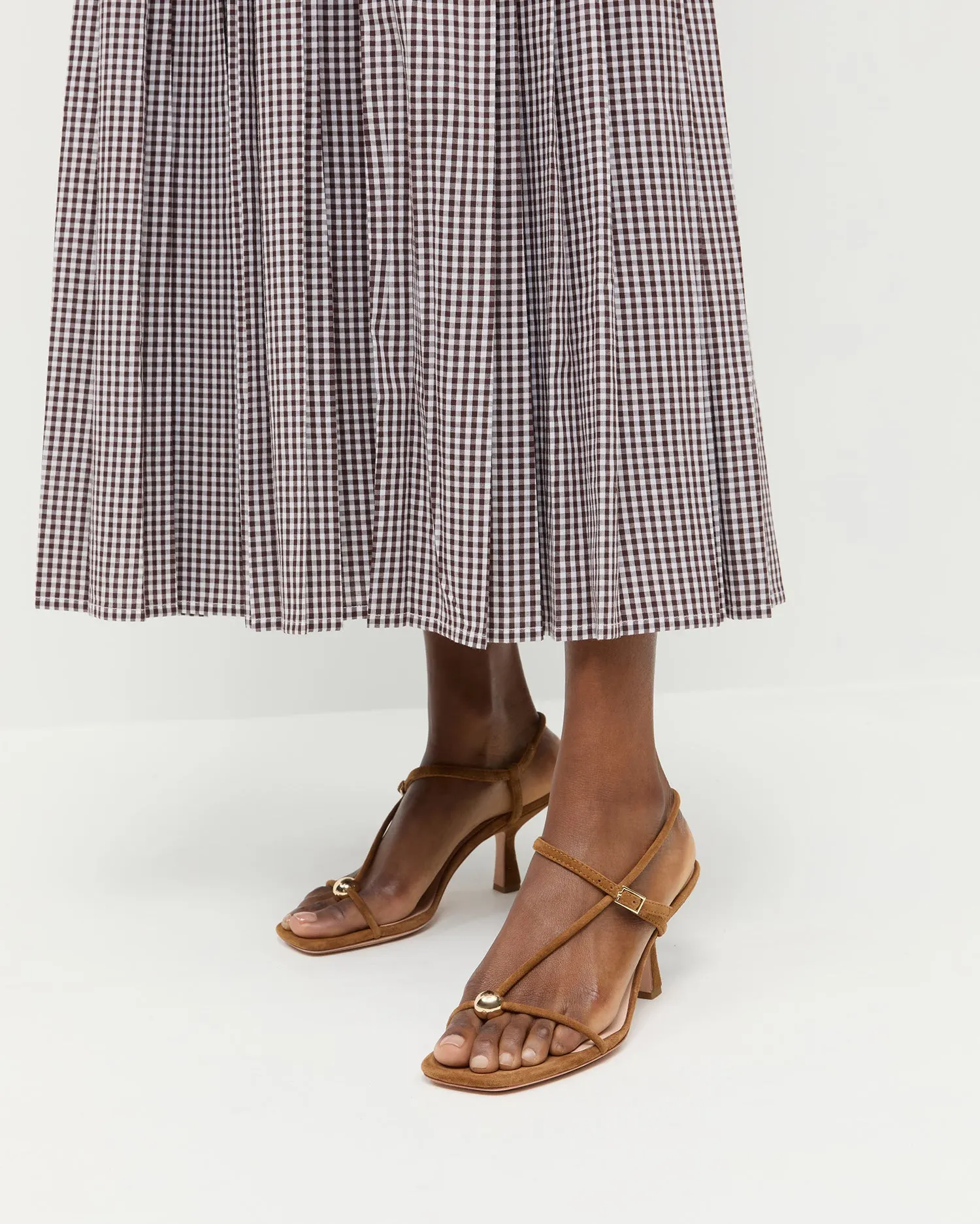 Triana Cacao Suede Mid-Heel Sandal