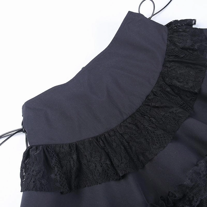 Women's Gothic Strappy Lace Splice Skirt