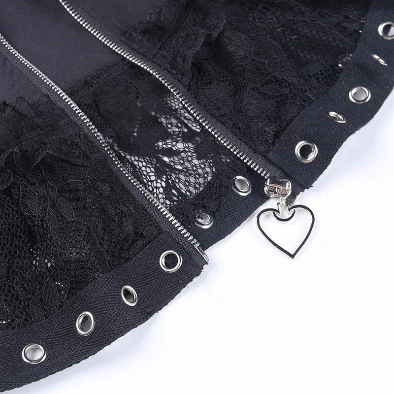 Women's Gothic Strappy Lace Splice Skirt