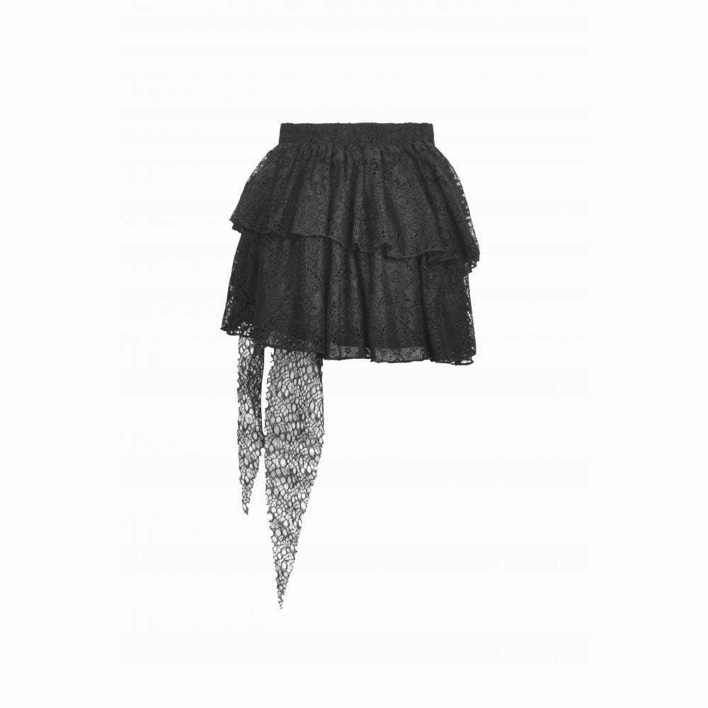Women's Punk Strappy Cross Layered Lace Skirt